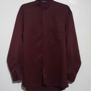 Sahara M Collarless Dress Shirt Stripe Grandad Men